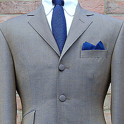 3 Button Tonic Suit - Gold & Blue Mohair - Wool Blend