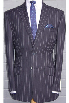 2 Button Suit - Dark Blue Chalk Stripe - All Wool Two Piece