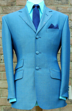 3 Button Tonic Suit - Green & Blue Mohair - Wool Blend