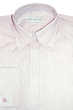 Button Down Collar Shirt - Pink & White Stripe - 100% Cotton