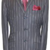 3 Button Stripe Suit - Charcoal Chalk Stripe - 100% Superfine Wool Worsted