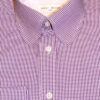 Tab Collar Shirt - Purple & White Small Gingham Check - 100% Cotton