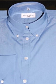 Button Down Collar Shirt - Plain Poplin French Blue - 100% Cotton