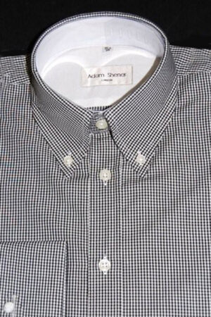 Button Down Collar Shirt - Black & White Small Gingham - 100% Cotton
