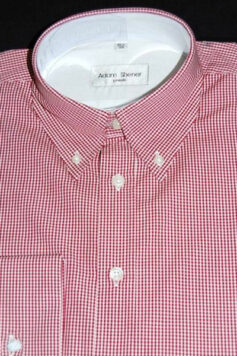 Button Down Collar Shirt - Red & White Small Gingham - 100% Cotton