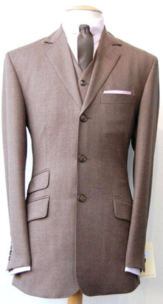 3 Button Plain Suit - Tan - Pure New Wool