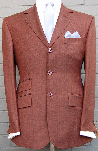 3 Button Stripe Suit - Rust Multi Stripe - All Wool