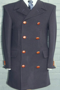 Overcoat - Three Quarter Length Navy All Wool P-Coat with Real Leather Football Buttons