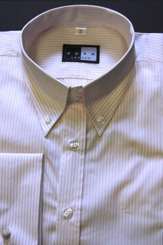 Button Down Collar Shirt - Pink and White Stripe - 100% Cotton