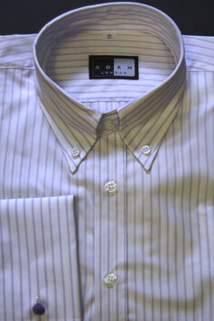 Button Down Collar Shirt - Lilac and White Stripe - 100% Cotton