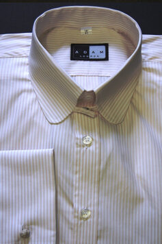 Tab Collar Shirt - Light Grey and White Stripe - 100% Cotton