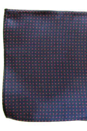 Silk Handkerchief - Black & Red Pin Dot  - 100% Silk