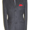 3 Button Stripe Suit - Black Chalk Stripe - All Wool