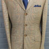 3 Button Single Breasted Check Suit - Tan/Blue/Green Puppy Tooth with Burnt Orange Over Check in 100% Superfine Wool