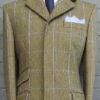 Overcoat - Tan with Blue & Sky Check -100% Wool Tweed with Matching Velvet Collar