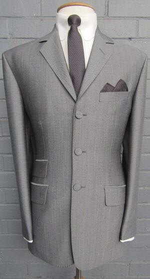 3 Button Mohair Suit - Silver-Grey 67% Superfine Wool 33% Kid Mohair