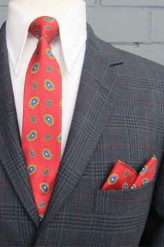 Slim Silk Tie - Red Paisley