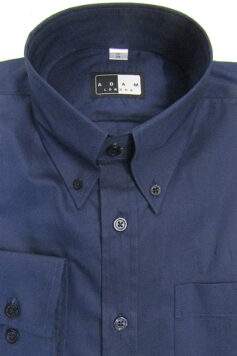 Button Down Collar Shirt - Plain Navy - Single 2 Button Cuffs - 100% Cotton