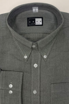 Button Down Collar Shirt - Grey/Brown - Single 2 Button Cuffs - 100% Cotton Chambre