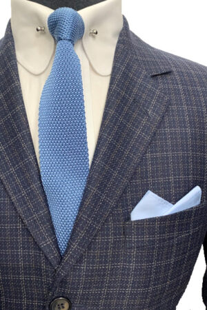 100% Silk Knitted Tie - Plain Sky Blue