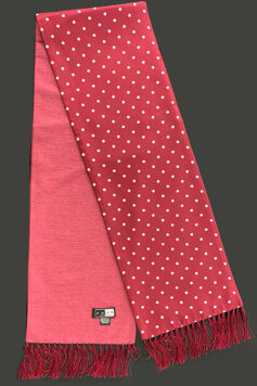 Silk Scarves - Printed Burgundy with White Polka Dot Silk Scarf with Wool on Reverse