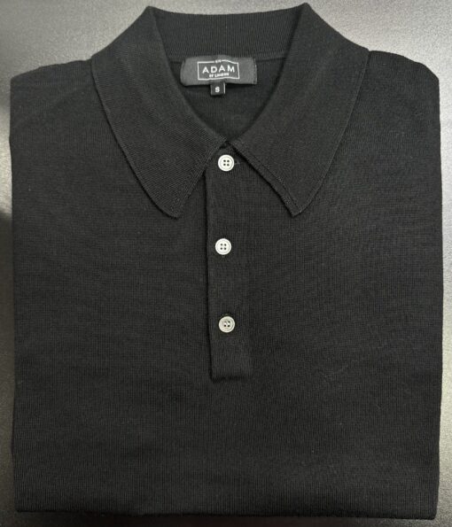 The Black Merino Wool Adam Long Sleeve Polo