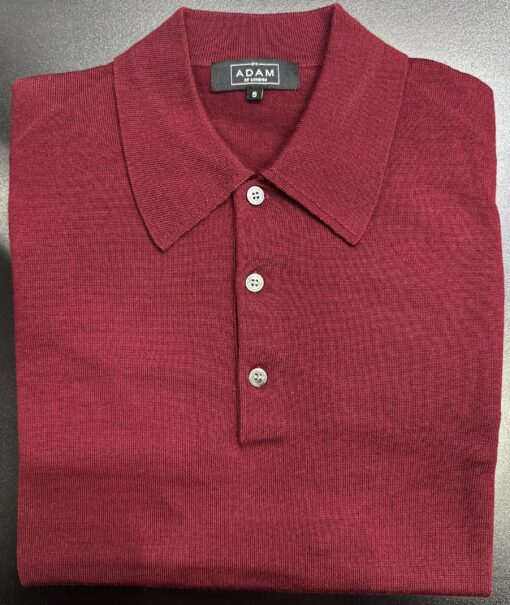 The Burgundy Merino Wool Adam Long Sleeve Polo